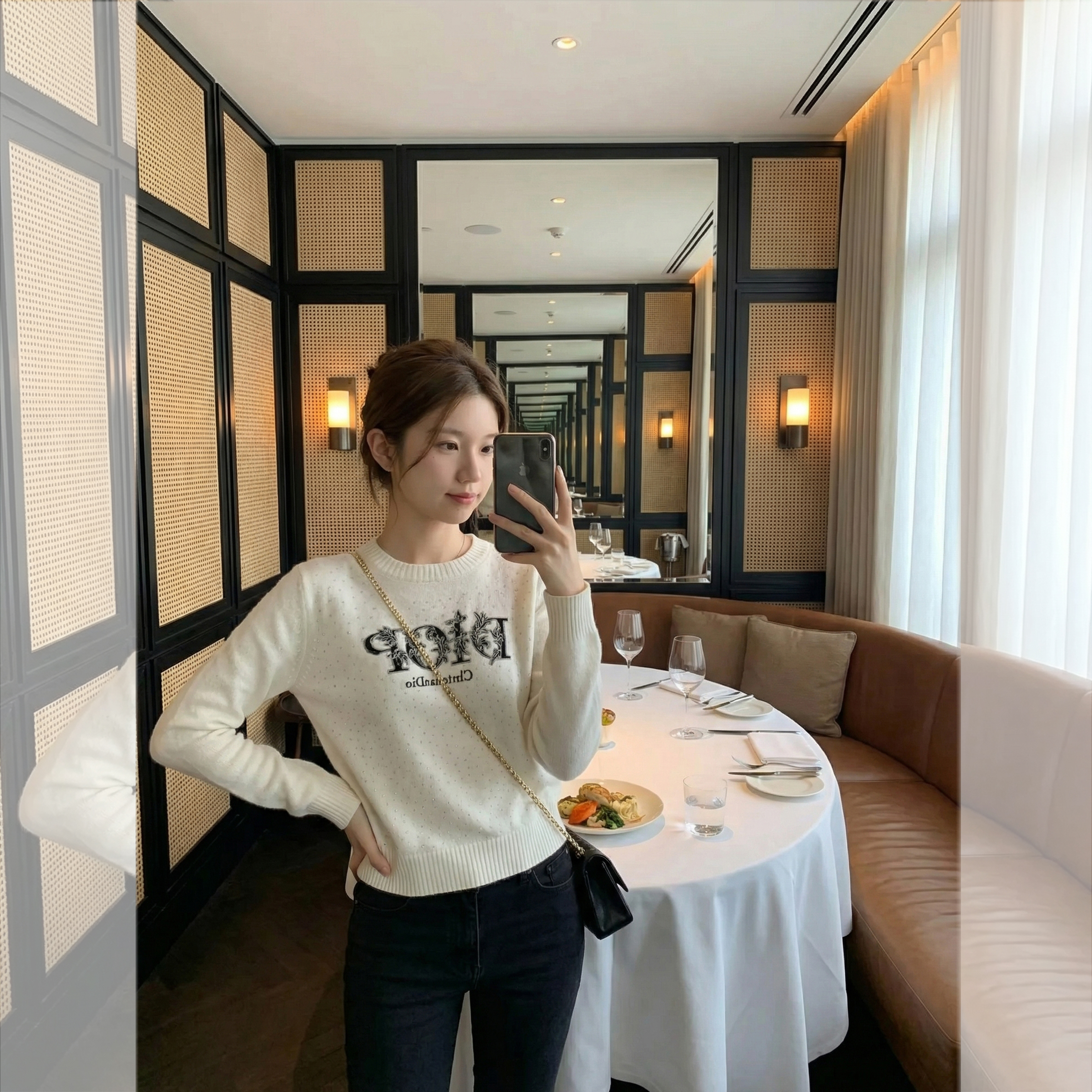 针织衫满天星烫钻字母修身百搭款