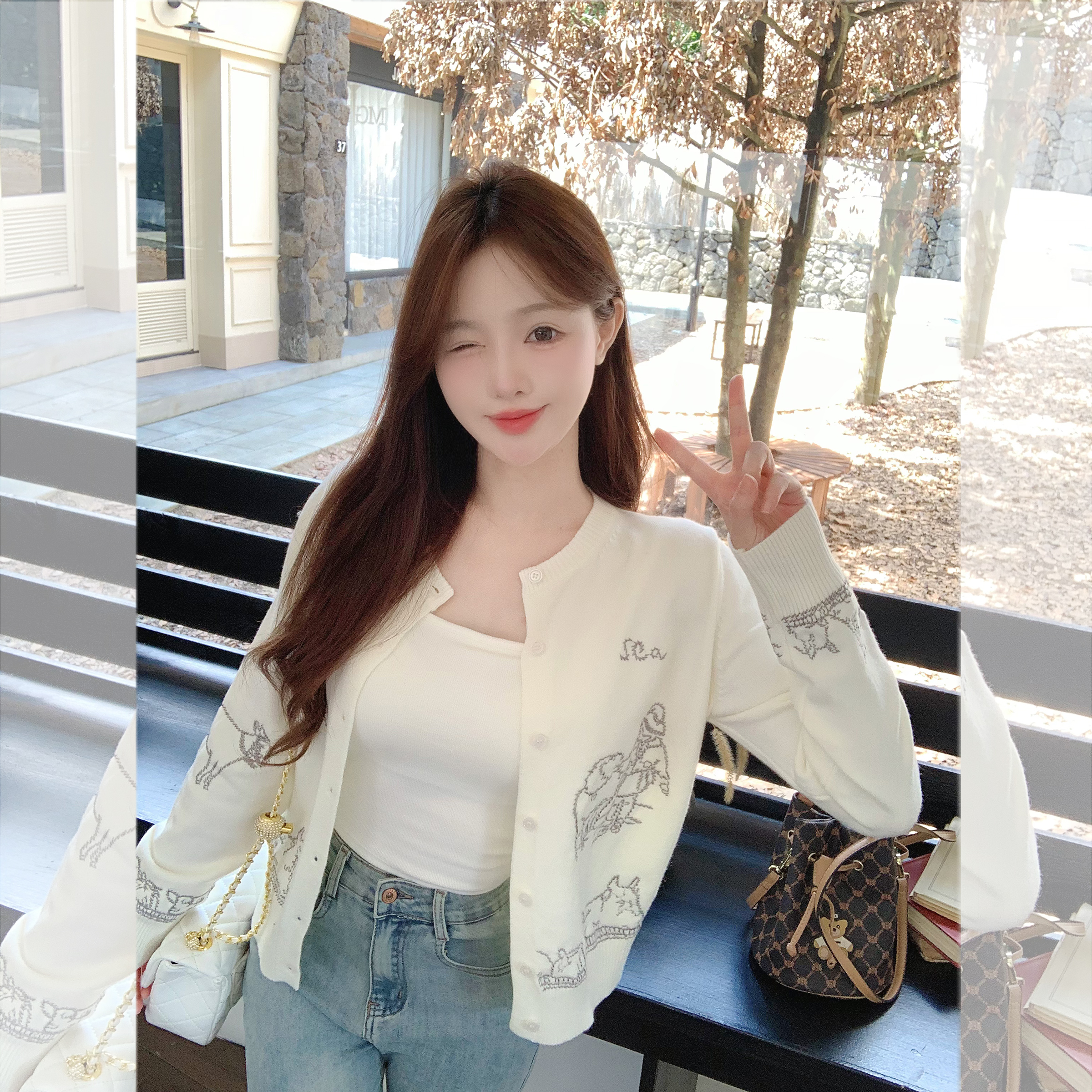 钟菲巨好看早秋穿搭新款毛衣百搭长袖针织开衫女羊毛韩系漂亮上衣