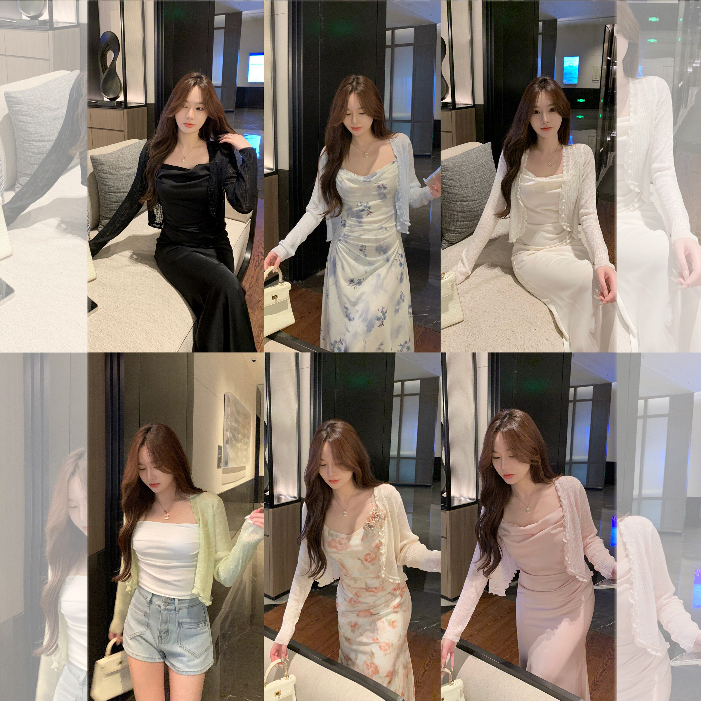 波浪边开衫冰丝防晒V领单排扣