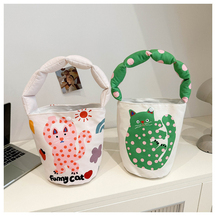 节日礼品袋水桶包新款卡通帆布可爱伴手礼回礼袋帆布便当袋饭盒包