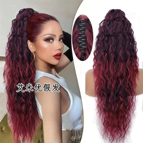 羊毛卷抓夹假发辫子女长卷发马尾