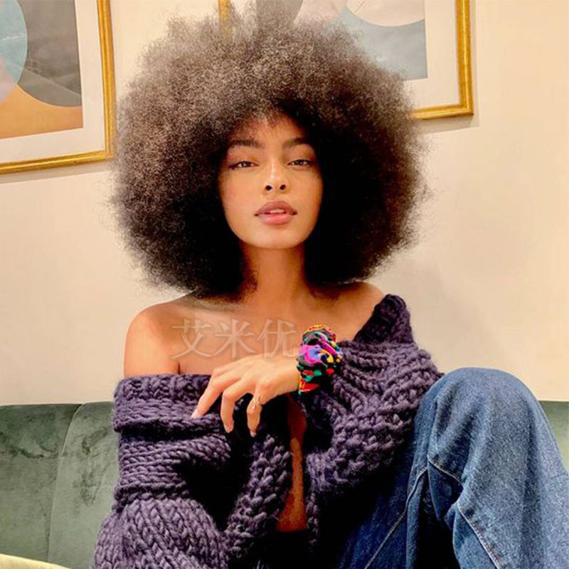 张蔷假发爆炸头黑人小卷彩色短发非洲cos女头套羊毛卷80年代假发