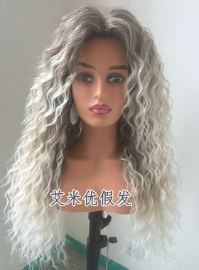 拉美卷假发发套渐变棕色美式风水波纹卷发Kinky Curl Hair Wigs