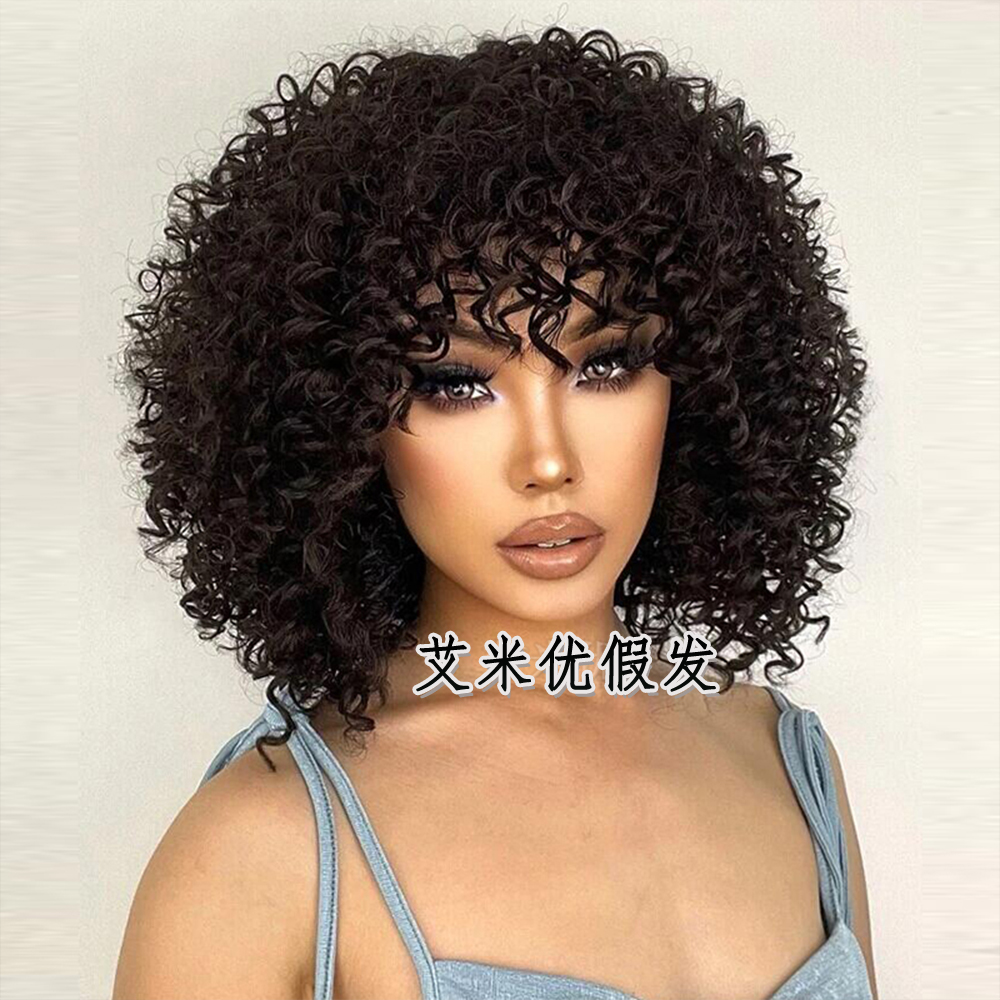 化纤黑人卷发短款爆炸头假发