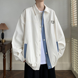 新款港风潮牌简约外套宽松休闲秋装男士学院风夹克2880P75控98，男装夹克，电商A034