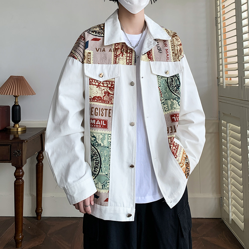 春季大码学院风潮牌拼接宽松男外套休闲港风夹克2897P75控98,男装夹克,电商A034