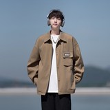 相机纯色翻领夹克青年港风棒球服外套男款学院风2895P65控98，男装夹克，电商A034
