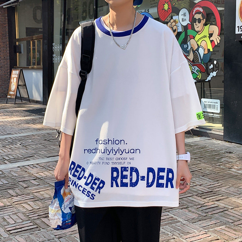 港风学生男夏装休闲T恤上衣短袖T半袖圆领时尚体恤A0342328P30,男装T恤,电商A034