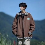 相机片大码秋款拼接外套潮男简约休闲夹克A0346652P85控128，男装夹克，电商A034