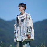 相机片外景2026新款皮衣外套潮男港风原创花夹克6656P88控128，男装夹克，电商A034