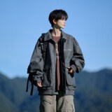 相机外景秋皮衣外套男纯色休闲翻领宽松机车夹克6655P88控138，男装皮衣，电商A034