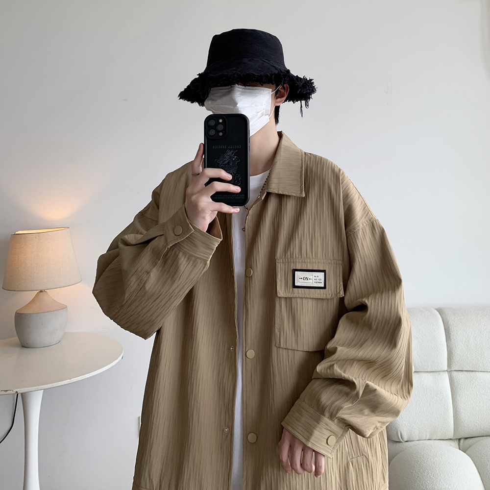 大码简约男款棒球服翻领青年日系夹克港风百搭外套2895P65控98，男装夹克，电商A034