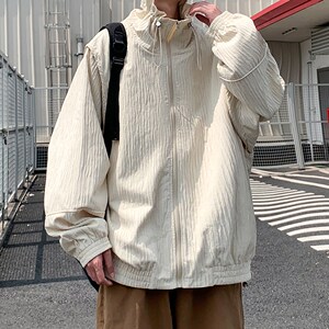 外景新款夹克青年男大码宽松休闲外套纯色可二开 6633 P88控128图片