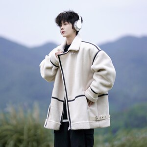 相机片宽松外套冬装皮毛一体棉服男加厚保暖棉衣 2906 P118控168图片