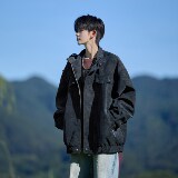 相机片外景港风秋款皮衣外套男纯色休闲高级感夹克6651P88控138，男装夹克，电商A034
