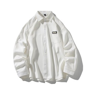 白底 2026大码长袖衬衫 港风秋季男纯色衬衣可二开 666 P48控68，男装衬衫，电商A034