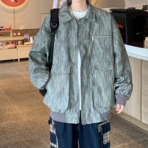 港风2025高街皮衣外套男纯色休闲大码机车夹克 6655 P88控138图片