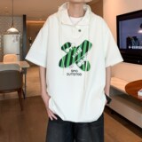 美式连帽短袖卫衣男hoodie潮牌重磅oversize痞帅青少年外套夏薄款，男装衬衫，电商A034