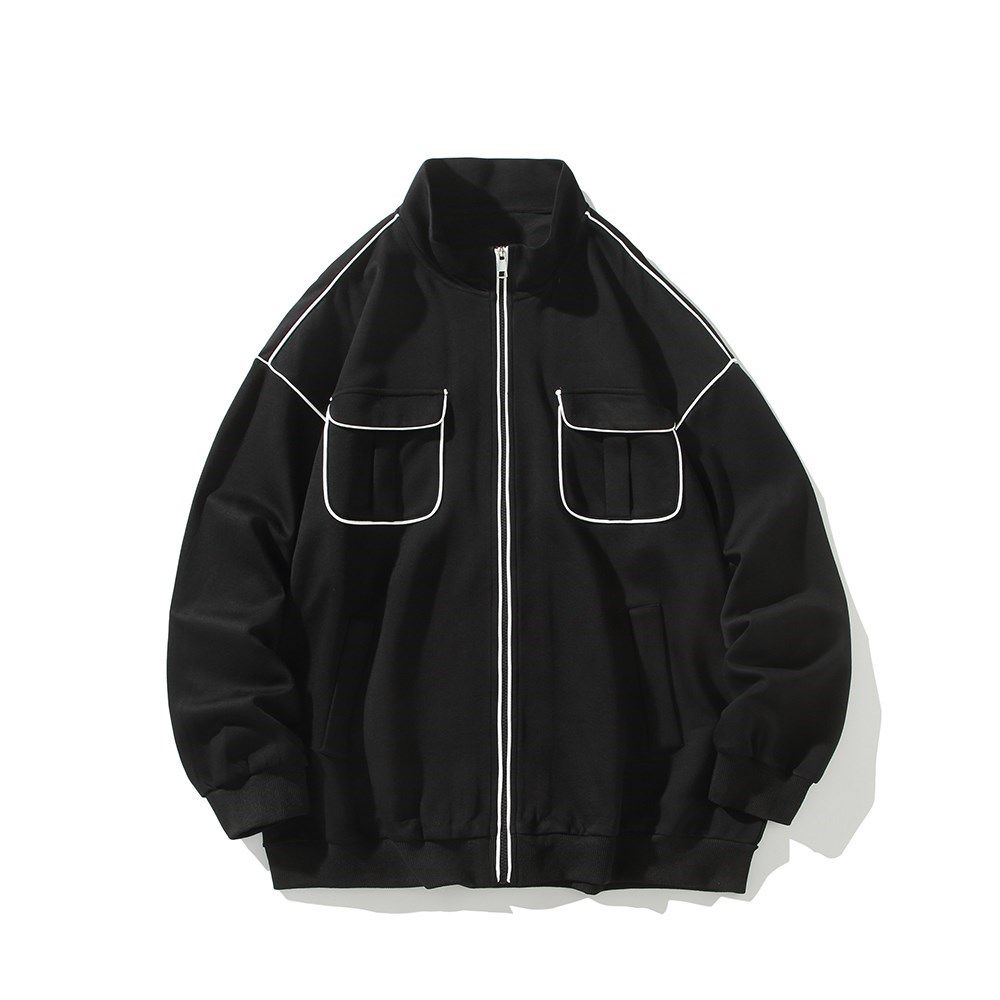 白底秋装男款大码日系潮牌简约百搭外套宽松夹克6653P68控98，男装夹克，电商A034