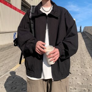外景秋款简约夹克潮流男宽松休闲外套纯色可二开 6633 P88控128图片