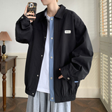 新款港风潮牌简约外套宽松休闲秋装男士学院风夹克2880P75控98，男装夹克，电商A034
