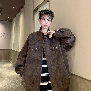港风外景日系秋款皮衣外套男纯色休闲帅气夹克 6651 P88控138图片