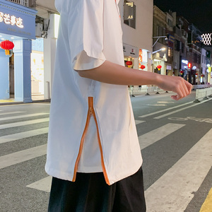 纯色短袖衬衫男女情侣连帽衬衣 港风休闲外套 2202 P50控68图片