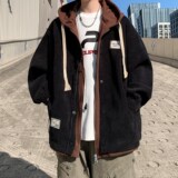 大码撞色连帽外套假两件青年男休闲夹克港风外景6635P98控138，男装夹克，电商A034