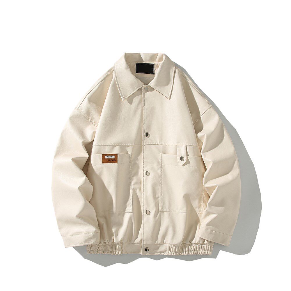 白底休闲皮衣外套潮男潮牌宽松大码机车服夹克2861P78控118,男装皮衣,电商A034