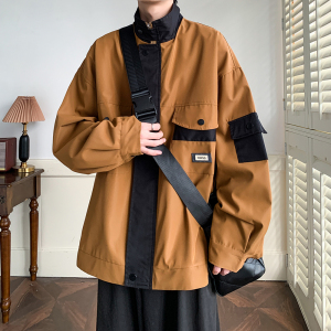 拼色个性外套潮男冲锋衣宽松大码港风休闲青年夹克 2876 P65控88图片