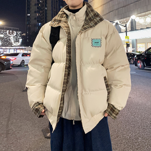 外景日系大码格子棉服双领外套棉袄 男帅气棉衣 6668 P120控178图片
