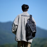 港风条纹宽松夹克日系大码印花外套潮男相机外景6639P78控118，男装夹克，电商A034