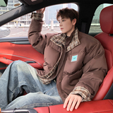 外景日系大码格子棉服双领外套棉袄男帅气棉衣6668P120控178，男装棉衣，电商A034