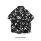 新款休闲南亚风夏短袖衬衫男薄款衬衣酒店内景二开6618P40控58，男装衬衫，电商A034