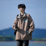 相机片秋款日系立领外套潮格子个性男宽松夹克6650P88控128，男装夹克，电商A034