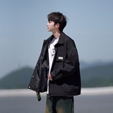 相机纯色翻领夹克青年港风棒球服外套男款学院风2895P65控98，男装夹克，电商A034