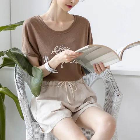 超火宽松女素雅短裤子大码夏天200阔腿简约直筒斤新款弹性休闲