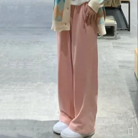 春秋宽松女抽绳鱼鳞运动裤直筒显瘦高腰新休闲裤长裤松紧2025,女装/女士精品,休闲裤,淘宝优惠券,粉丝福利购,淘宝优惠卷