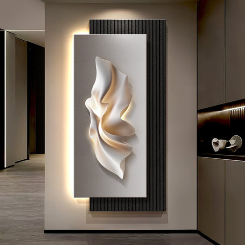 现代简约浮雕立体感砂岩黑白灰画