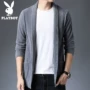 Playboy Mùa thu nam cashmere Áo len cardigan Áo len thanh niên Áo khoác mỏng Slim Áo choàng dài giữa - Cặp đôi áo len áo đôi nữ bạn thân