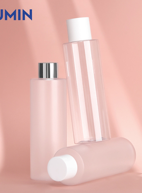 旭敏化妆品洗护瓶磨砂PET哑白色盖瓶 500ml大容量亮银盖纯露瓶FTM