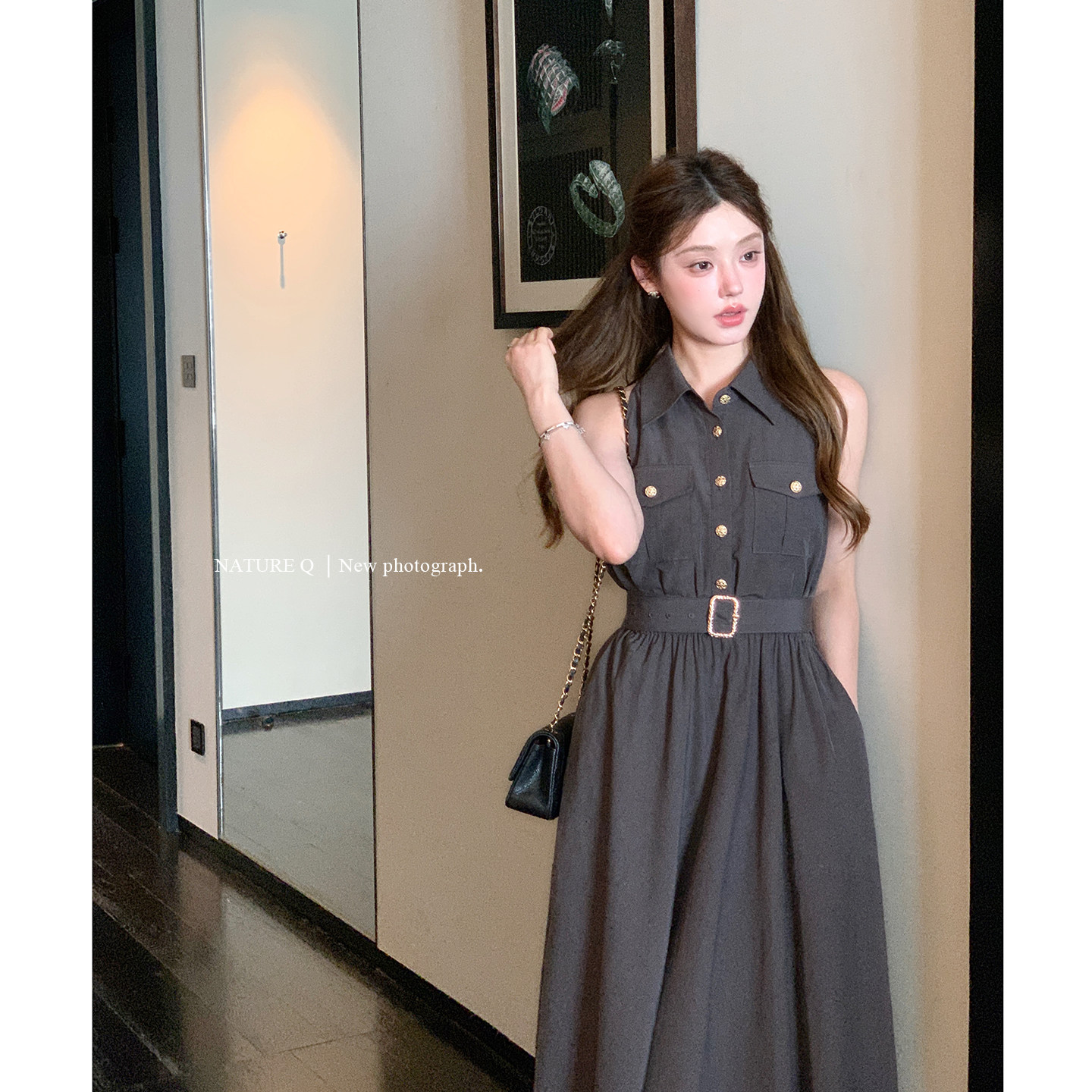 杨小卷 亚麻+天丝莱塞尔 miu系高知老钱风衬衫裙法式气质连衣裙夏图片