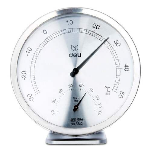 得力温湿度计8812台挂两用室内圆盘大号婴儿房温度计机械温湿度计 - 封面