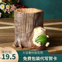 Ins South Korea creative fashion desktop storage accessories lovely wooden children pen holder Primary School Girl Birthday Gift