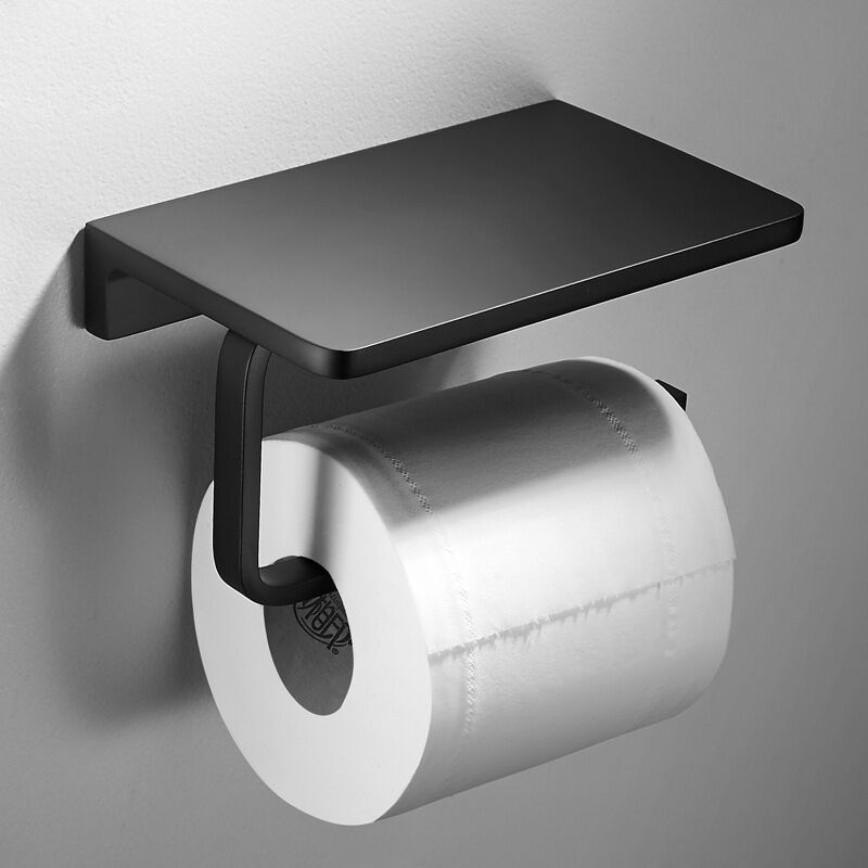 轻奢黑色铝合金打孔纸巾纸卷壁挂