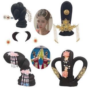 古典舞敦煌飞天汉服舞蹈头饰丽人行发饰打鼓服成人古风假发发髻女