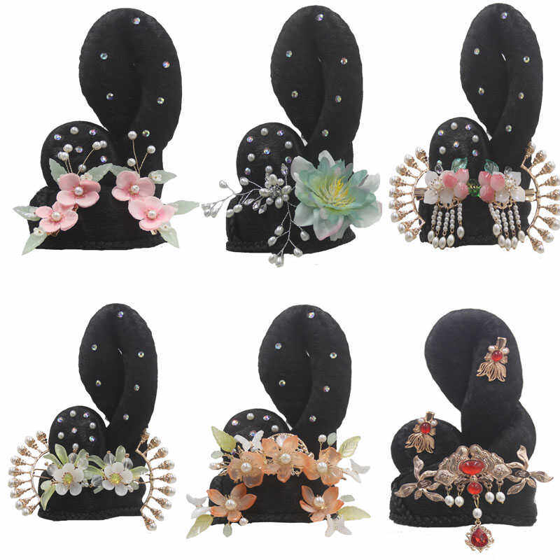 古装假发年会造型发髻可调整舞蹈表演发包唐装汉服襦裙头饰套装