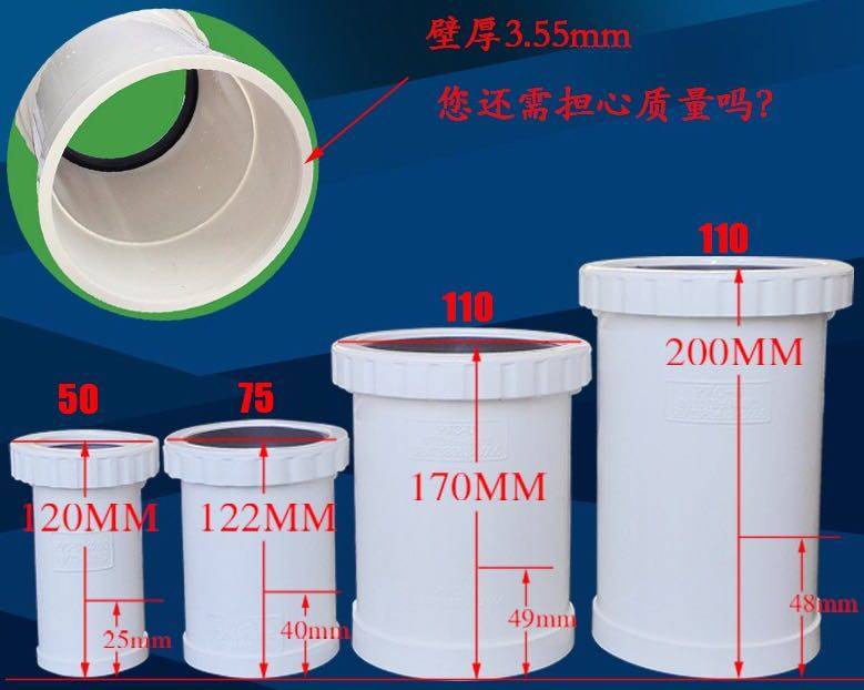 PVC伸缩节螺纹加长型活结接32 40 50 75 110 125 160 200-315 400