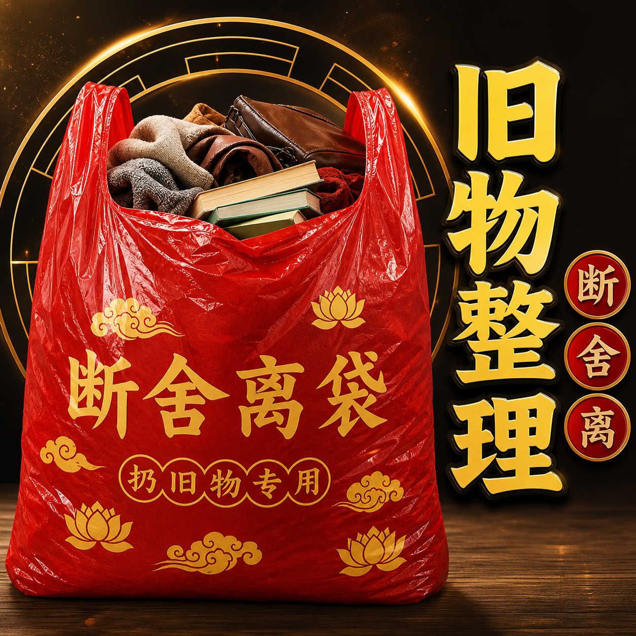 【道长推荐】断舍离除秽拉吉转运袋家用手提式加厚加大红色1米高图片