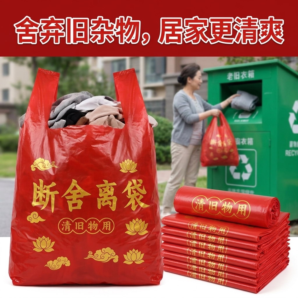 【换季断舍离】1米红色垃圾袋家用手提式加厚加大扔衣服扔鞋子图片